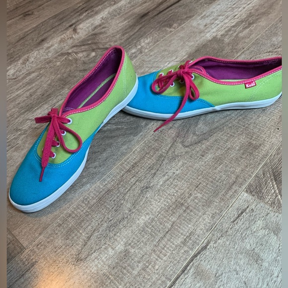 Keds colour block 90’s 80’s style bright blue green pink size 10 - Picture 3 of 8